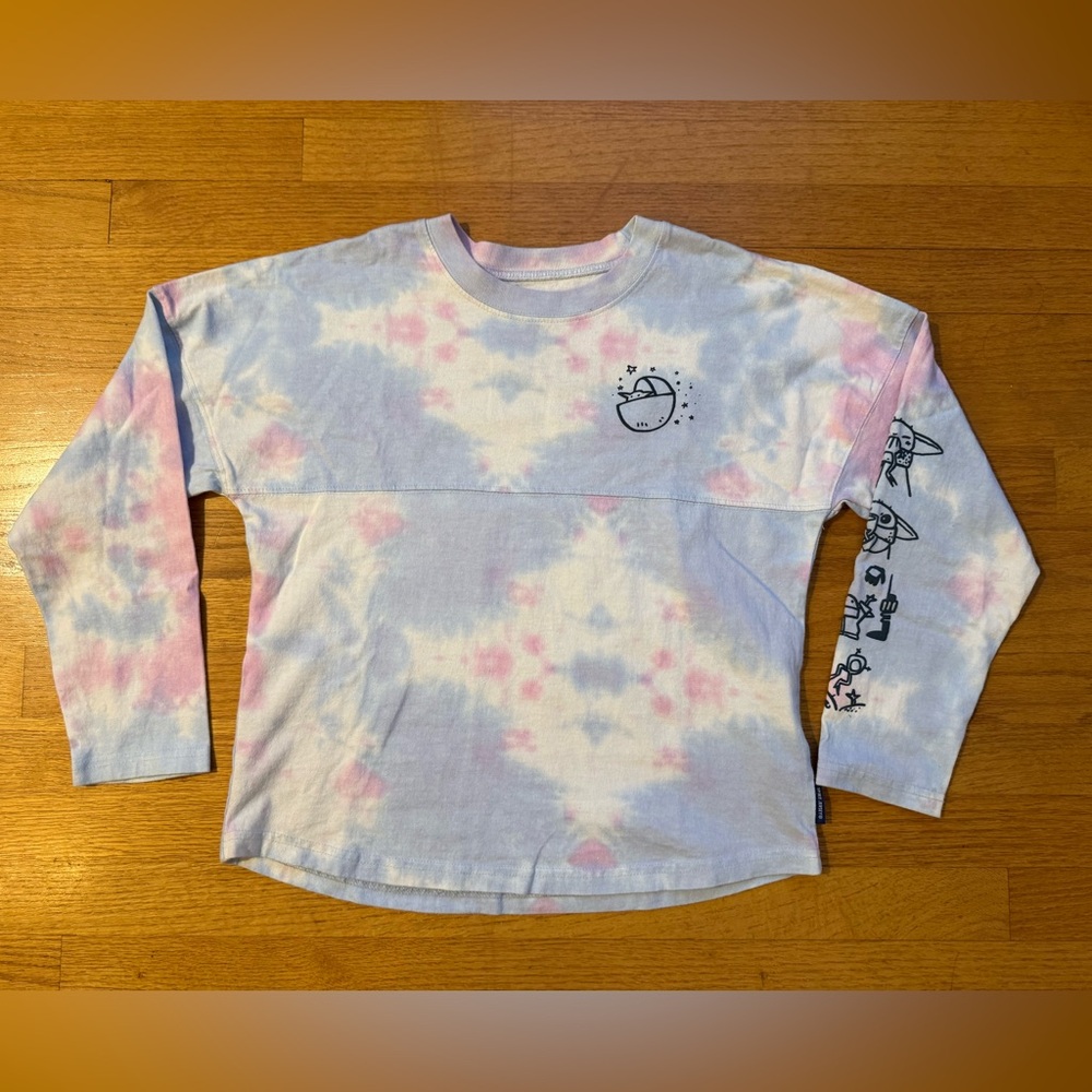 Disney Parks Star Wars Grogu Baby Yoda Tie Dye Spirit Jersey Kids XL (14)